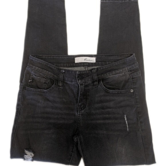 KanCan black denim distressed skinny jeans EUC 3/25 - Picture 2 of 7